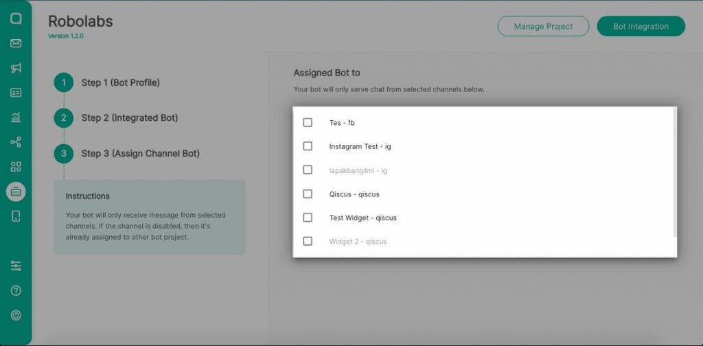 Assign Channel Bot Qiscus Robolabs