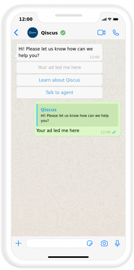 Tampilan di WhatsApp setelah klik ads