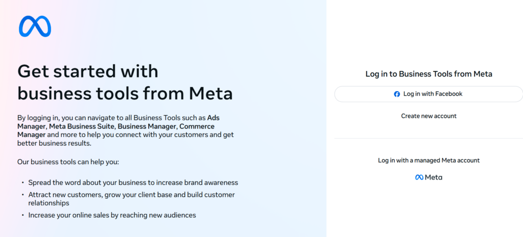 Business tools Meta.