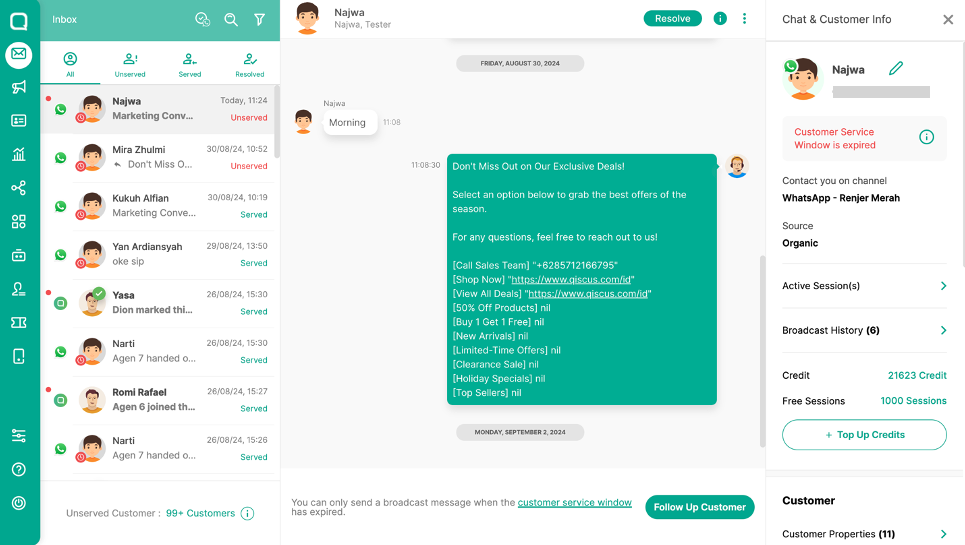 Multi-Agent pada Whatsapp Business
