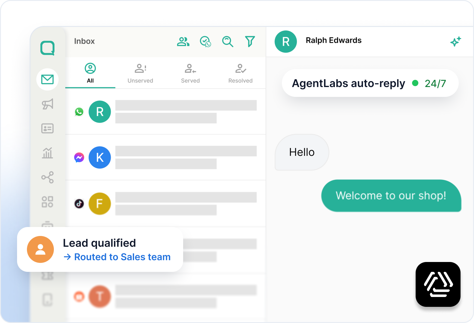 AI agent handling post-campaign replies in Qiscus omnichannel inbox
