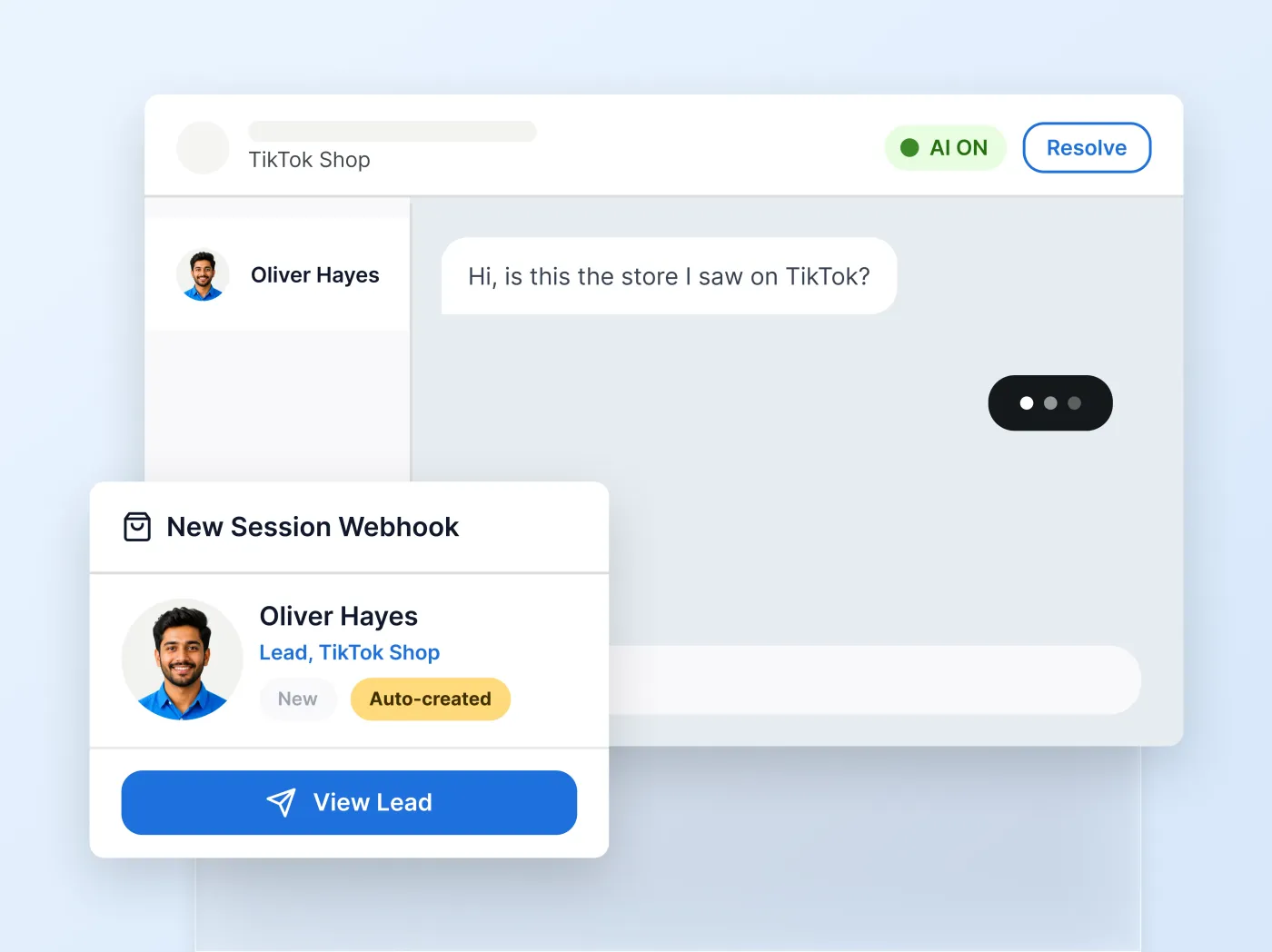 New Session Webhook auto-creating a lead from an incoming chat