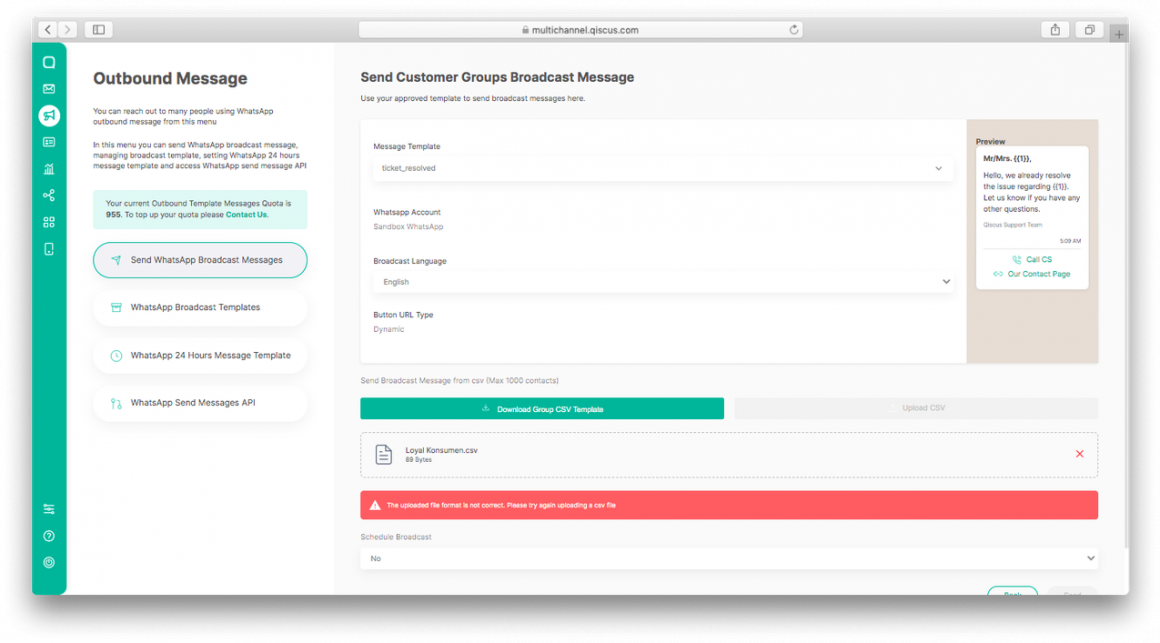 Sending Proper Broadcast Messages to Specific Customers